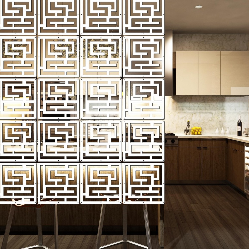 10 PCS Hanging Room Divider Panel Wall Partition WoodPlastic Screen Decor