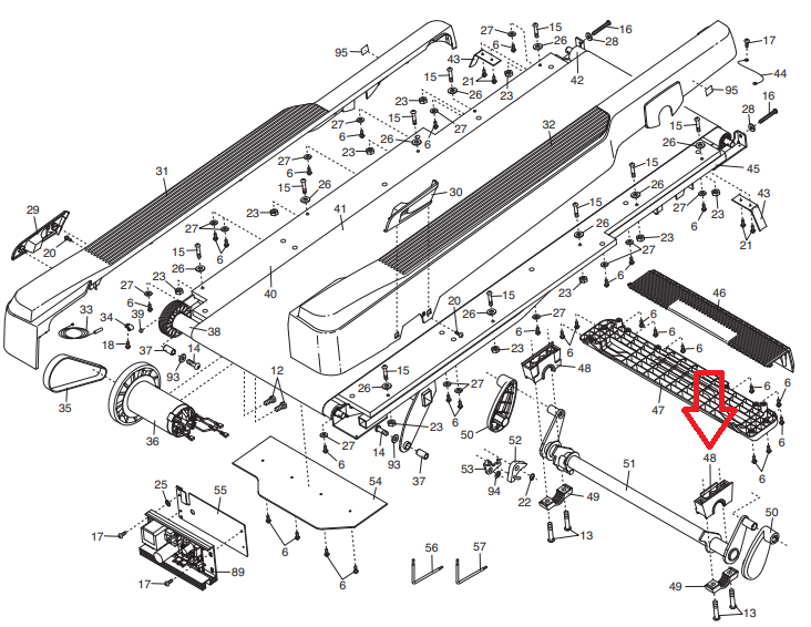 Proform XT 70 XT 90 Treadmill Rear Rod Adjustment Bracket 291684