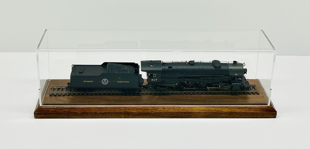 12" Long HO Scale Model Train Display Case, Walnut Base