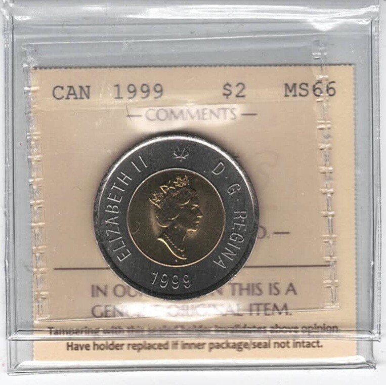 1999 Canada 2$ Nunavut - ICCS MS66 - XGY 502