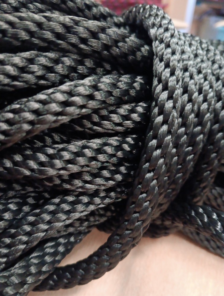 3/8” x 54ft. Solid Braid Polyester Rope. Made in USA. Black