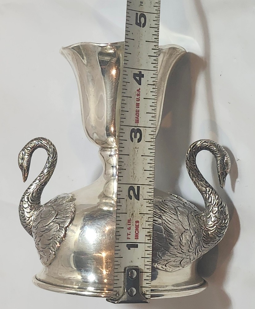 Stunning Sterling Silver Swan Candle Holders Bailey Banks & Biddle LVC Initials