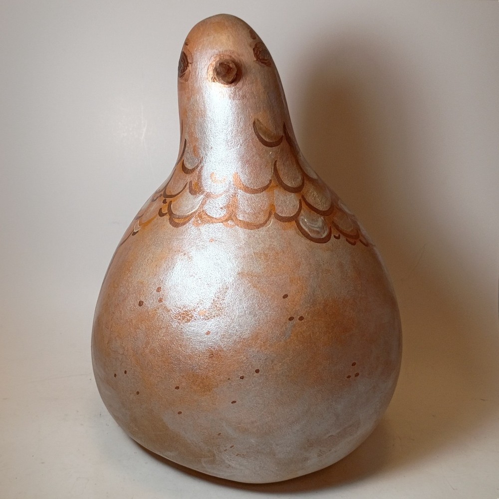 Large Hand Painted Gourd Bird Signed Handmade 11.5"