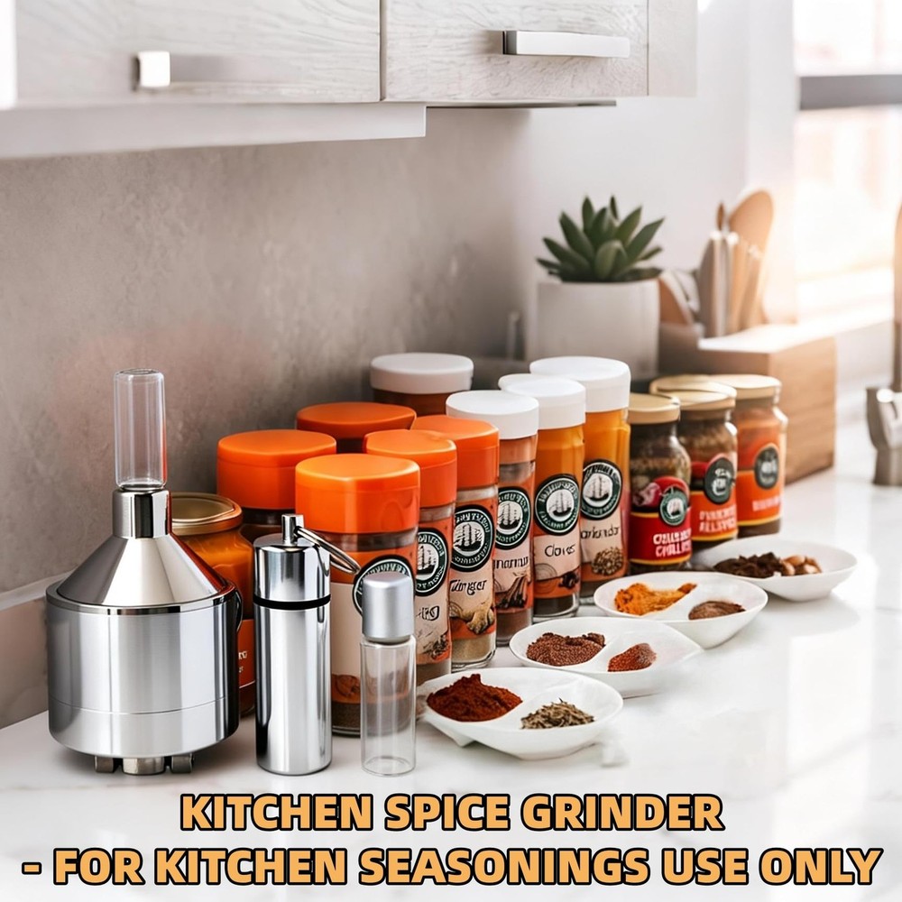Silver Spice Grinder - Manual Spice Grinder for Home Kitchen Use