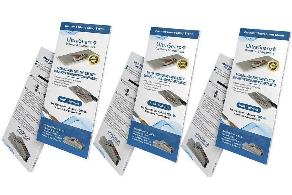 Ultra Sharp Diamond Sharpening Stone Set - 8 x 3 Coarse/Medium/Extra Fine