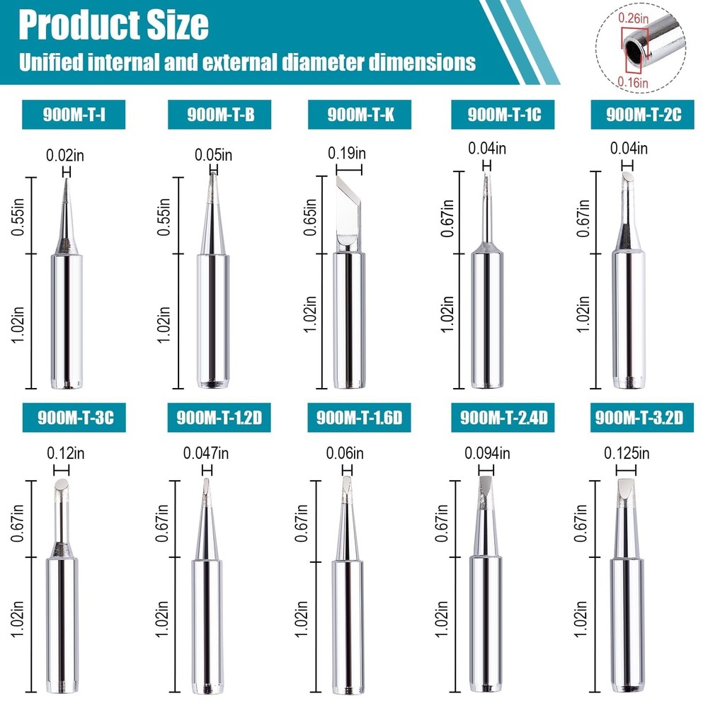 900M Soldering Iron Tips set replacement hardware set 10 PCS New