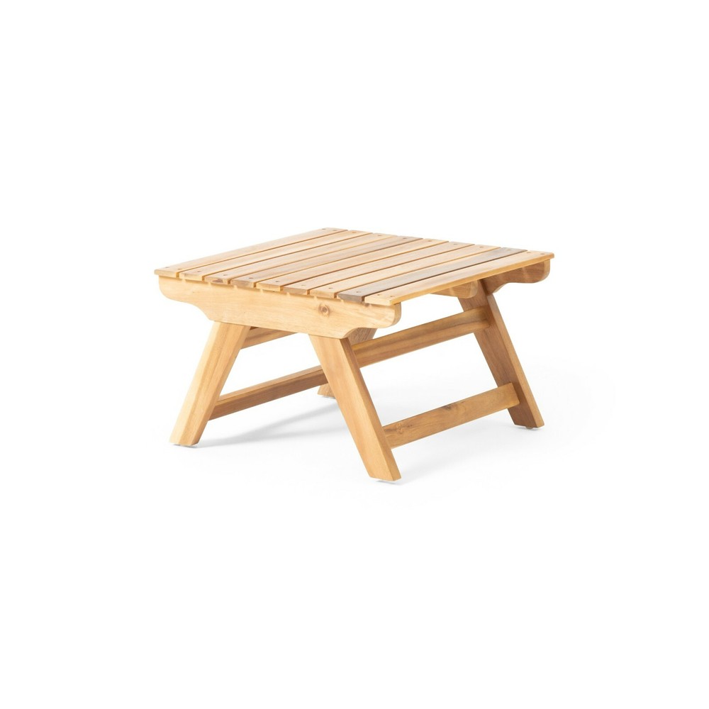 Outdoor Acacia Wood Slat Panel Side Table, Teak
