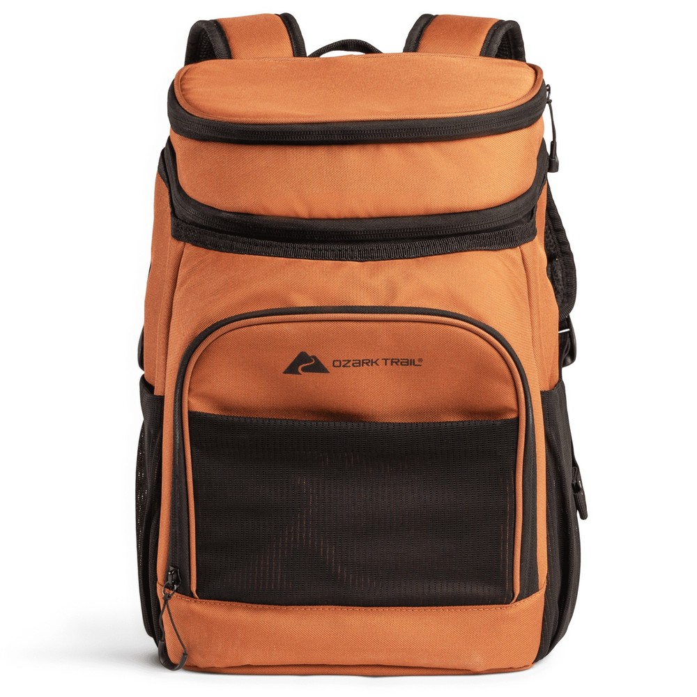 15 qt 20-Can Soft-Sided Cooler Backpack Adjustable Shoulder Straps Brown