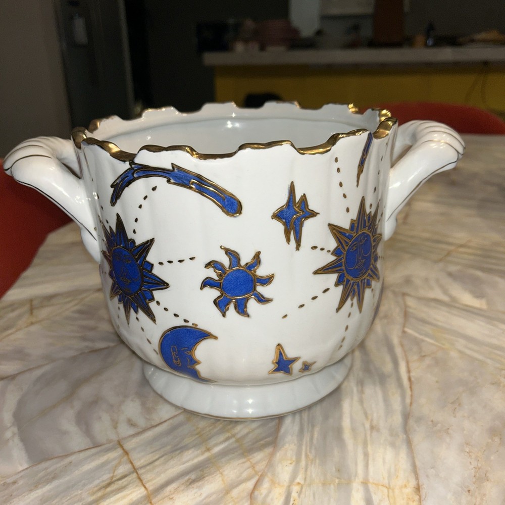 SPI Celestial Planter Gold Trim 6.75” Tall