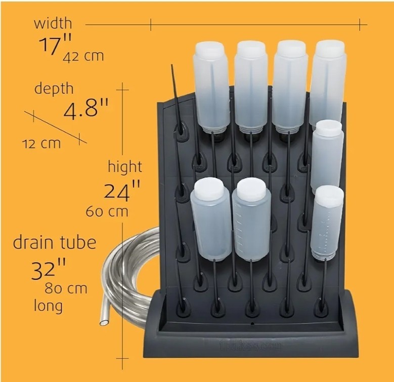 Bottle Drying Rack Kitchen Organizer, Wall Mounted Commercial Dryer for Squeeze
