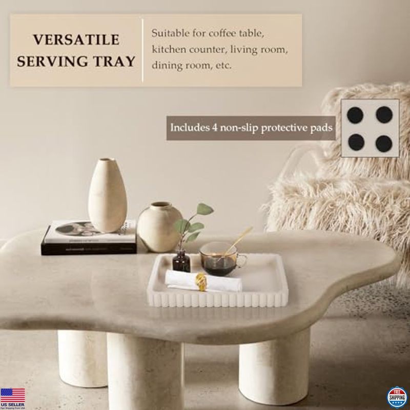 14" Gray Concrete Decorative Tray - Modern Rectangular Centerpiece for Living
