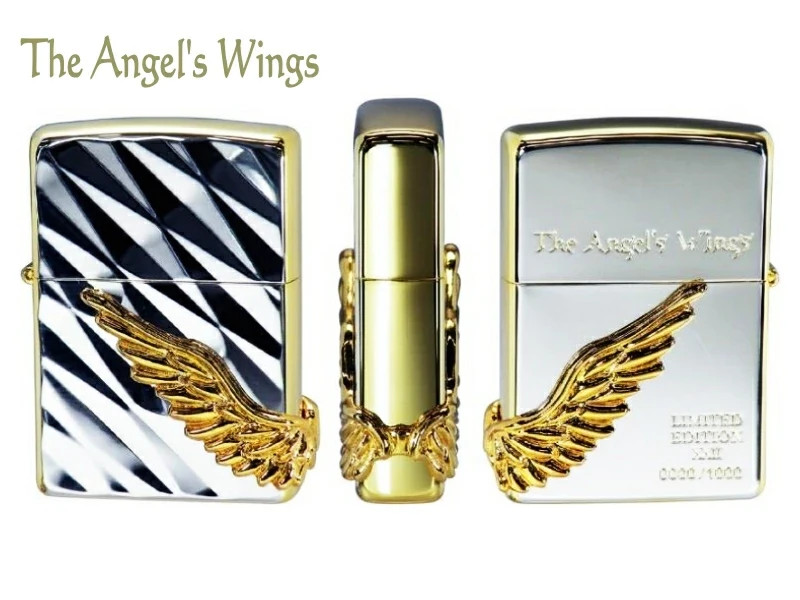 Zippo Angel Wing Limited Etching Silver Gold Regular Lighter