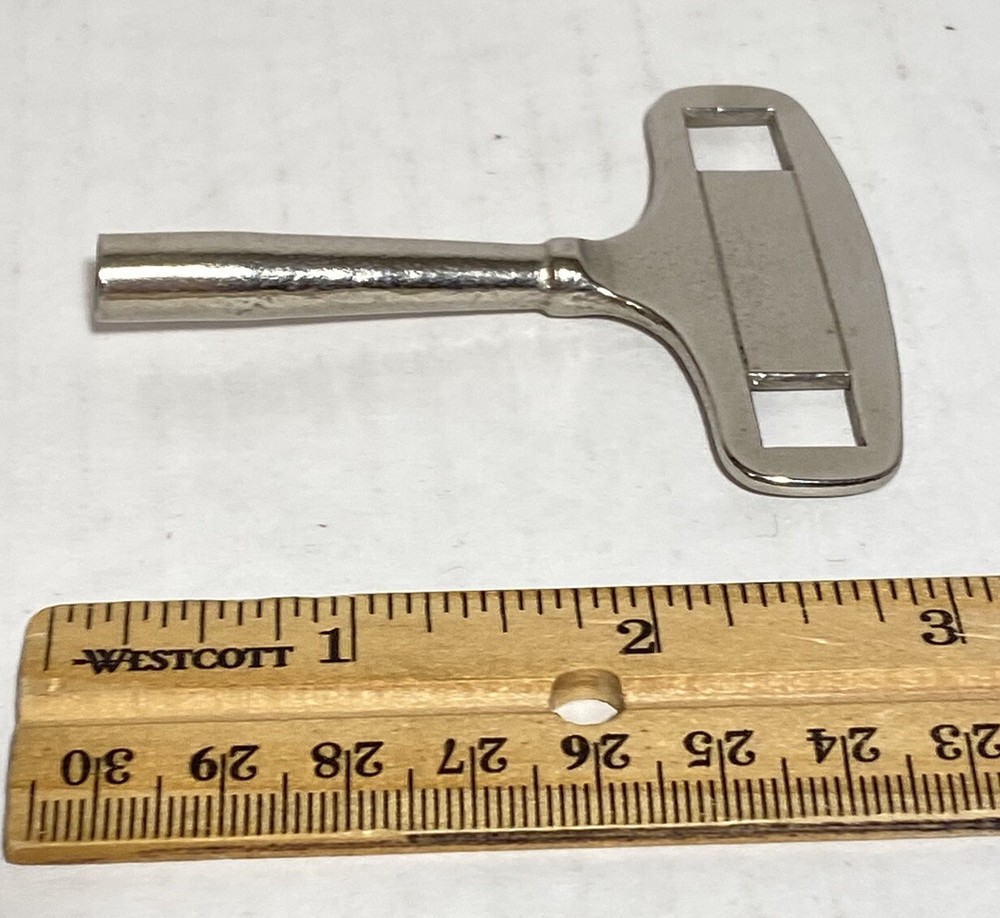 Vintage German Wind Up Clock Key Square Hole Silver Tone