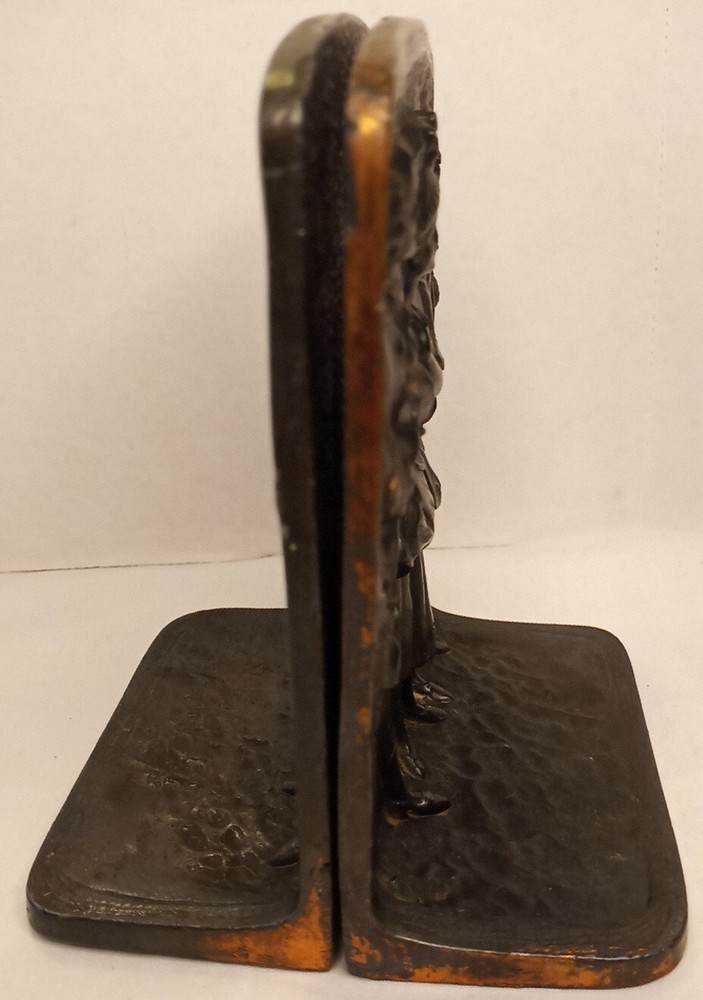 Vintage BOOKENDS Victoria The Offer A Proposal With Two Suitors Solid Copper