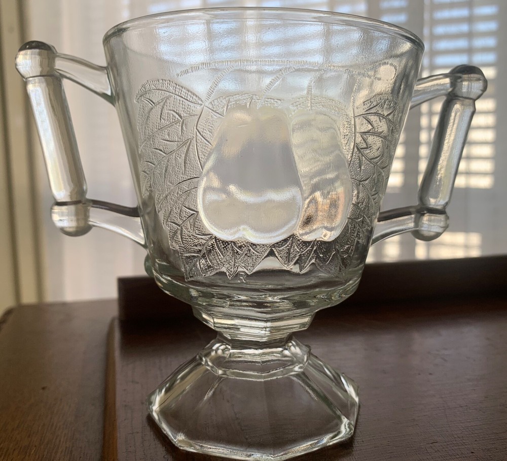 Antique Pressed Glass Creamer/Sugar Bowl Baltimore Pear Pattern EAPG Servingware