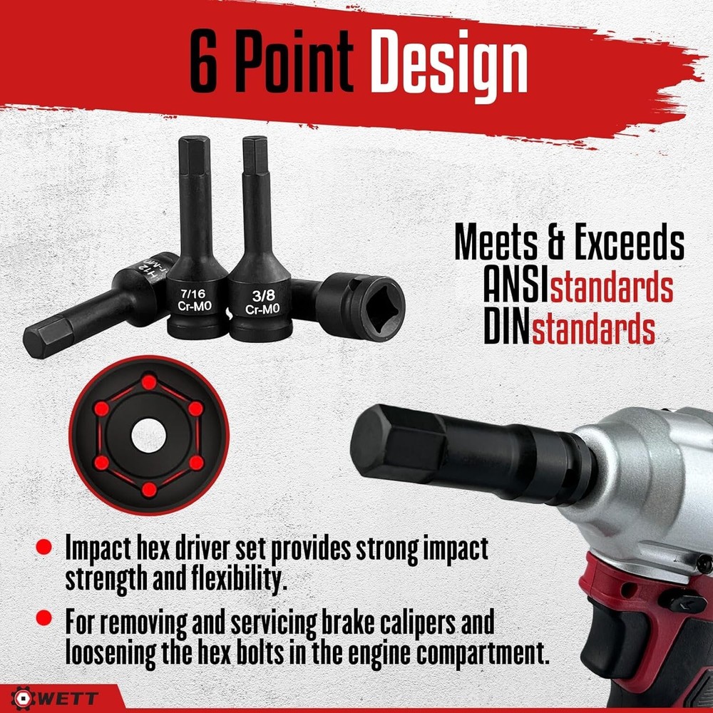 1/2" Drive Master Impact Hex Bit Set, 20 Piece Hex Driver Socket Set, Allen Bit