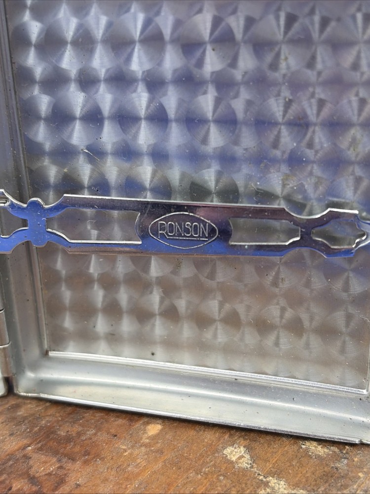 Vtg Ronson Mastercase Art Deco Cigarette Case Lighter Brown & Silver Untested