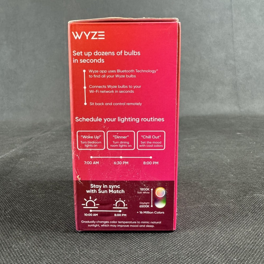 WYZE Bulb Color A19 Smart LED Bulbs - Two Pack (2 Bulbs) - Open Box
