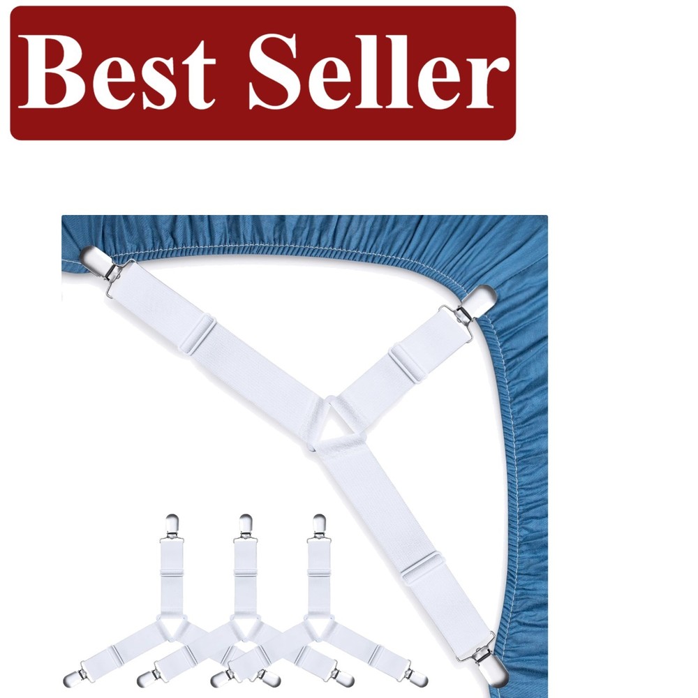 4 Pcs Bed Sheet Straps - Easy Install Clips for Tidy Sheets & Comfortable Sleep