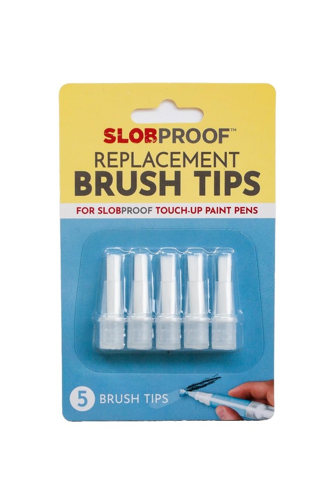 Slobproof Replacement Brush Tips for Refillable 5 Count (Pack of 1), White