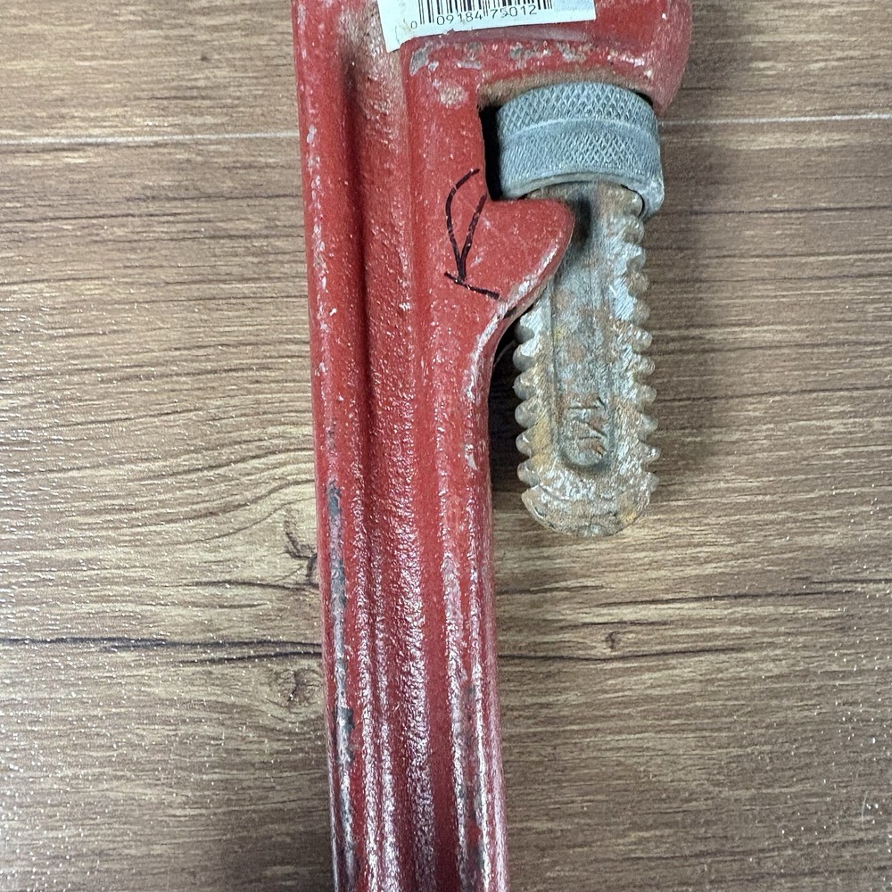 Toolsmith 14” Pipe Wrench, Cast Iron, Heavy-Duty, Red