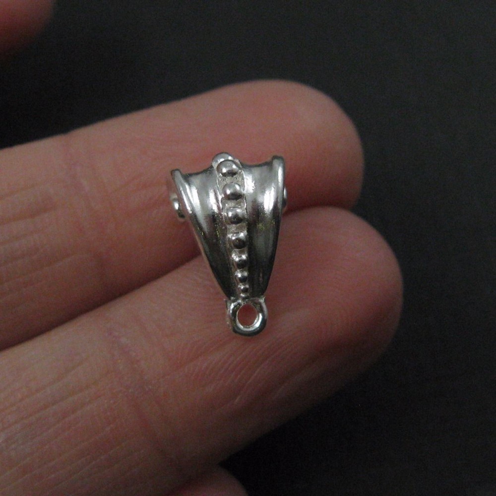 Sterling Silver Fancy Bail Connector Simple Pendant 14mm