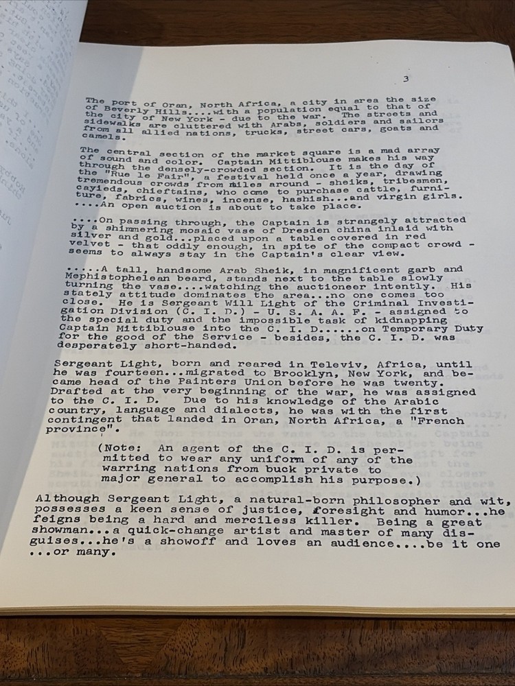 Vintage Unproduced Screenplay “Two Algerian Knights” Script LA