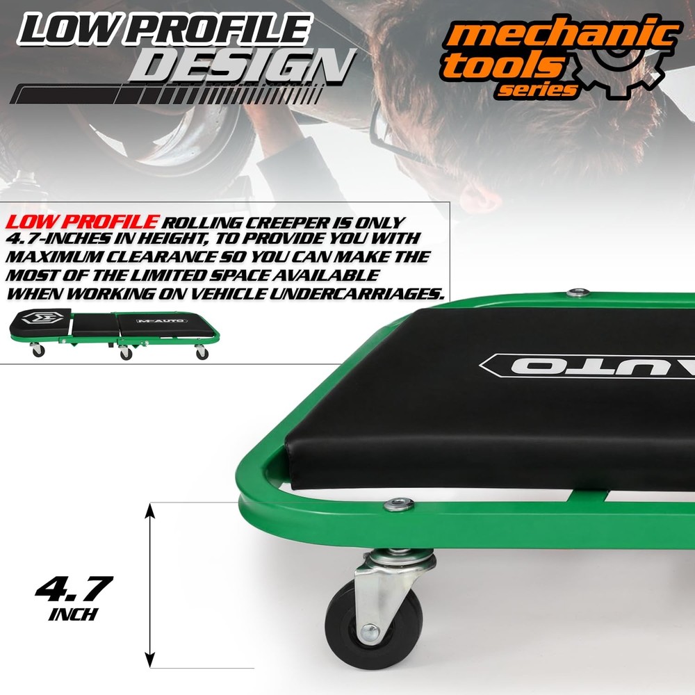 MAUTO 40Inch Folding Creeper Rolling Seat, AllinOne Adjustable Roller Garage