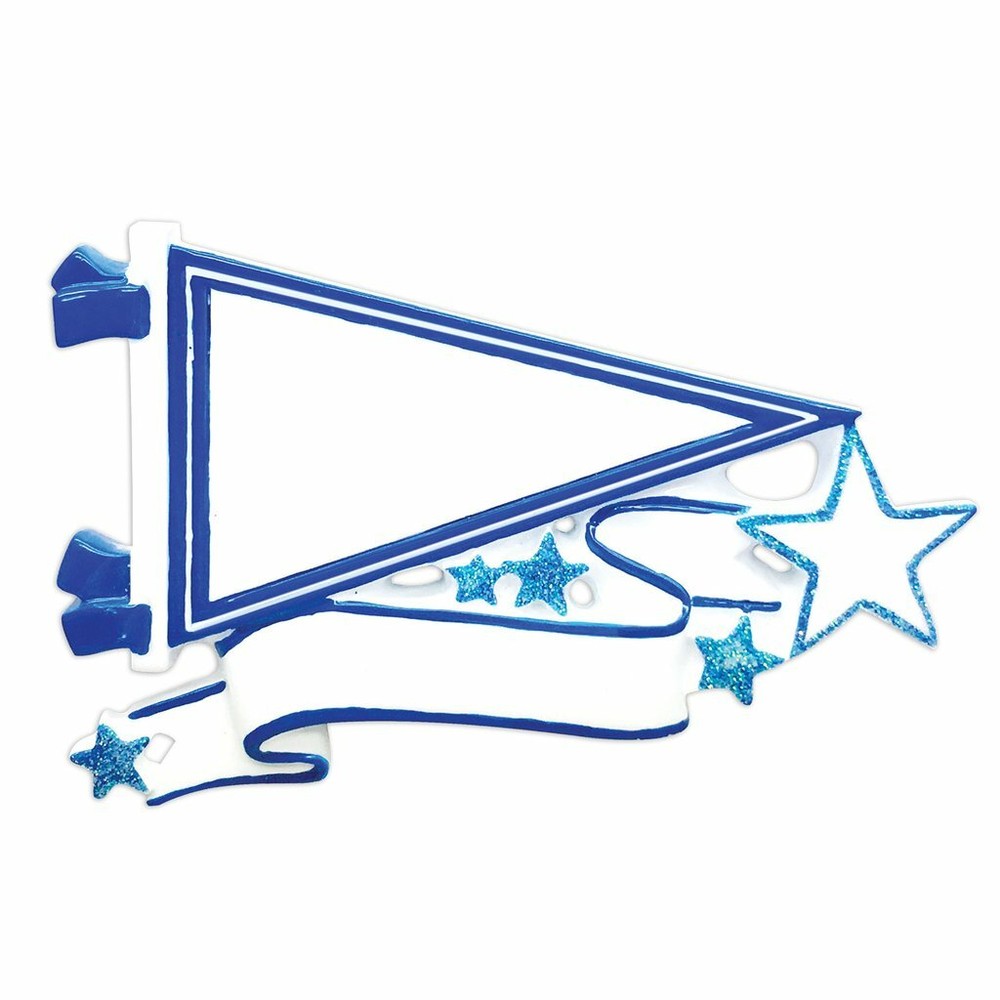 Pennants Blue Personalized Christmas Ornament