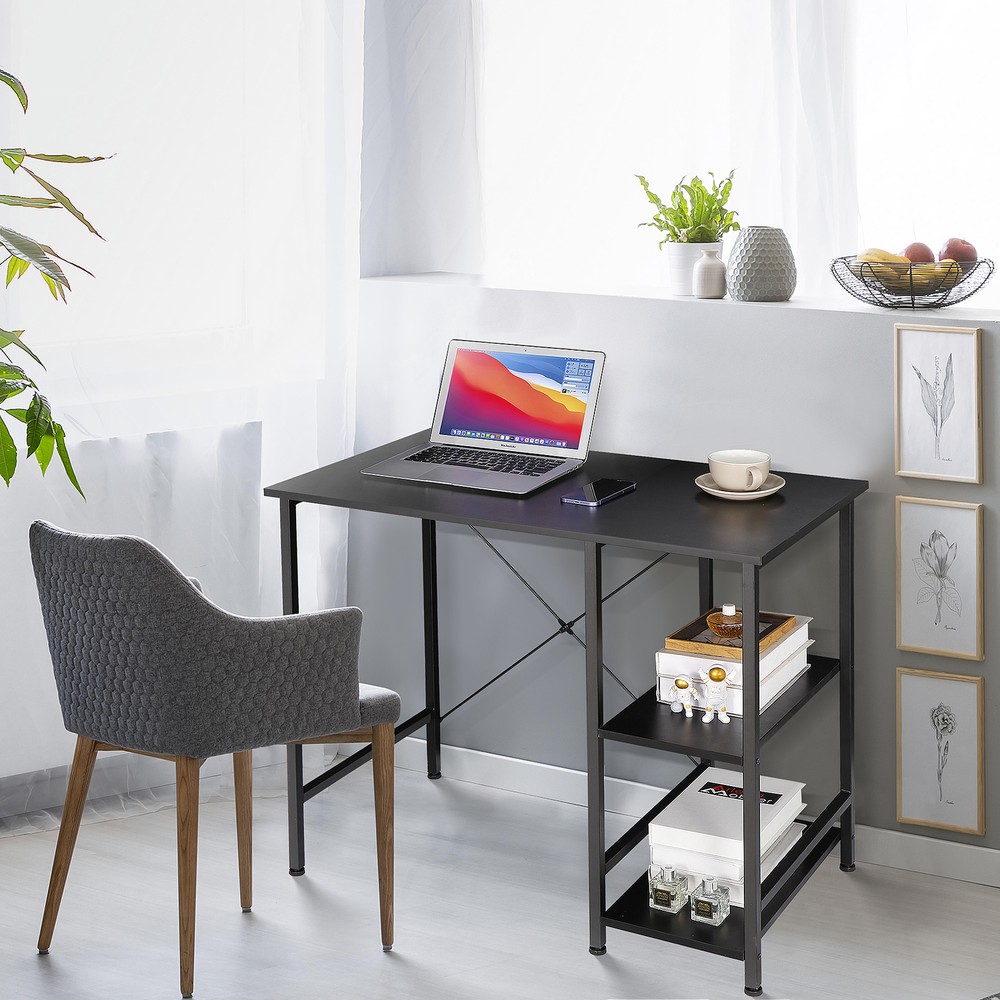 36" Computer Desk PC Laptop Table Workstation Study Office With 2 Tier Shelves