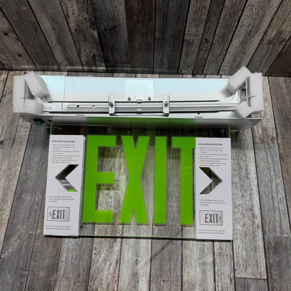 Emergency Exit Sign Double Sided Mirrored Acrylic Recessed LED Exit Sign