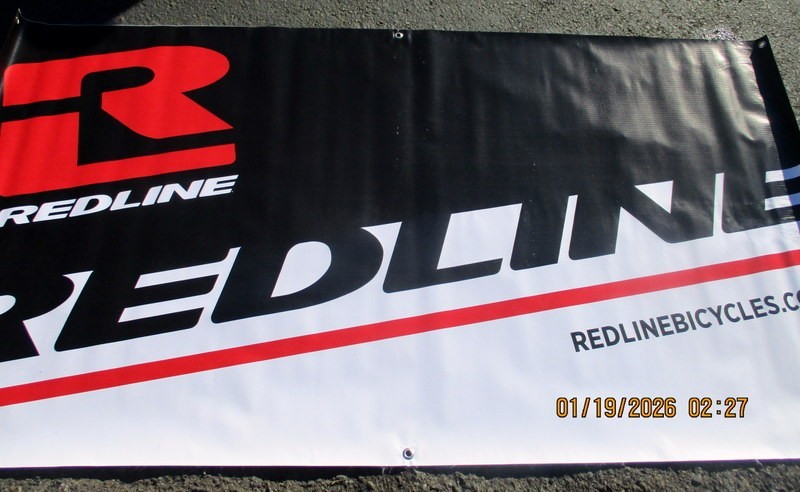 LARGE REDLINE BICYCLE BANNER 6' X 3'--NOS