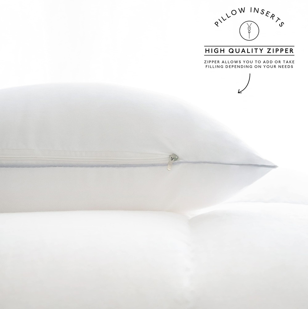 Throw Pillow Inserts, Set of 4 White Soft Microfiber Piping Designs, Square P...