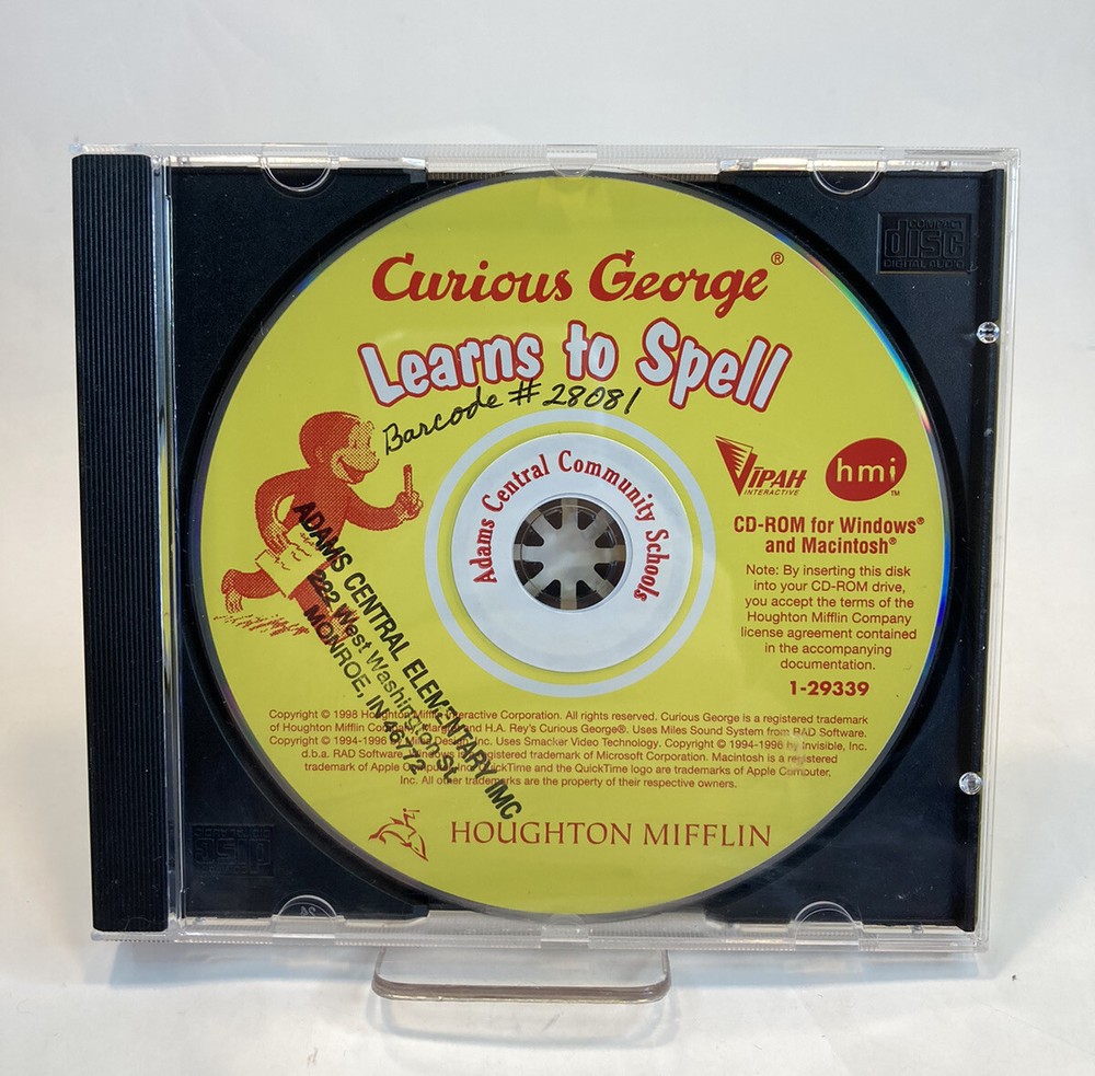 Curious George Learns to Spell CD-ROM PC Game & User's Guide Win98 MAC