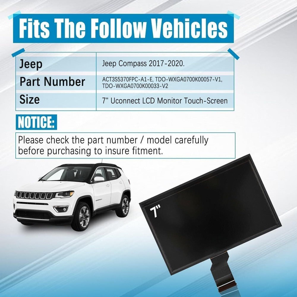 REPLACEMENT 7" LCD Touch Screen Radio Navigation For 2017-2020 Jeep Compass 2.4L
