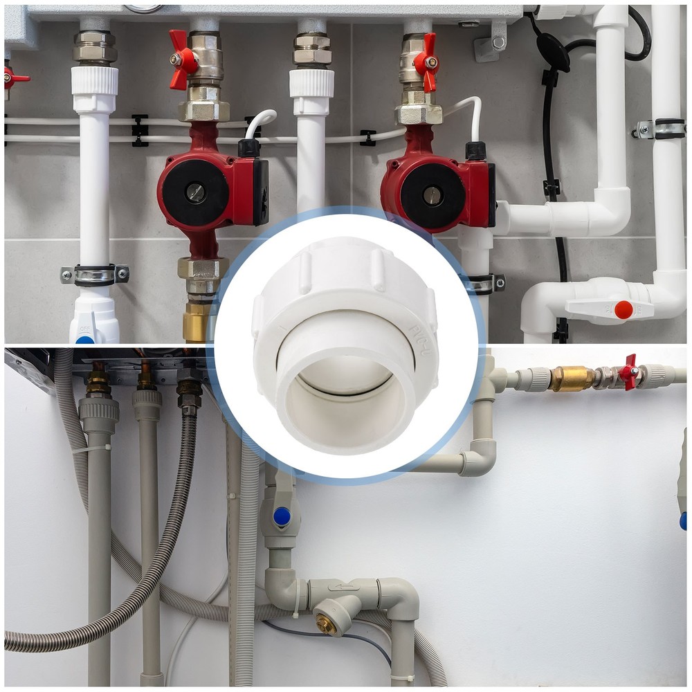 2 Pcs 1.2" Union PVC Coupling Pipe Fitting Adapter, White