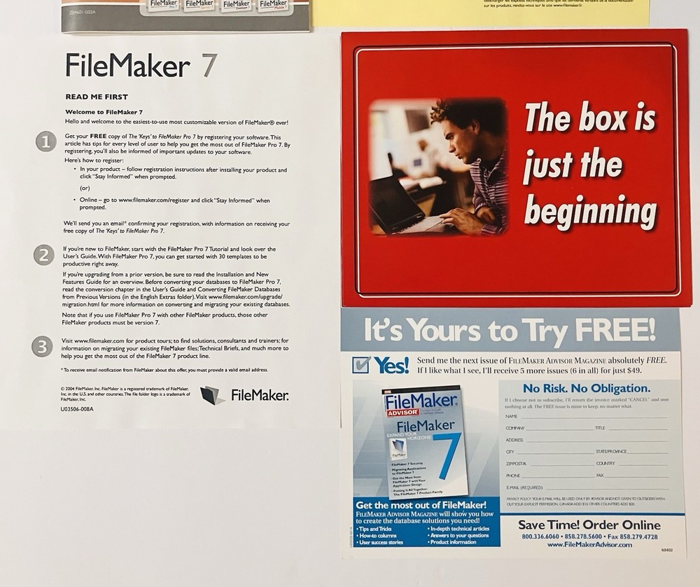 FileMaker Developer 7 Complete Box Mac PC CD Software w Manuals 2004
