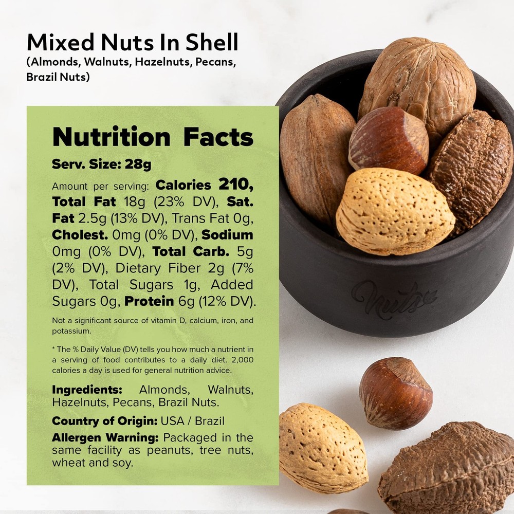 NUTS U.S. – Mixed Nuts In Shell (Almonds, Walnuts, 2 Pound (Pack of 1)