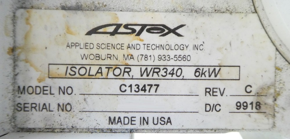 ASTeX C13477 Magnetron Waveguide Assembly D13604 with Adjustable Tuners Working