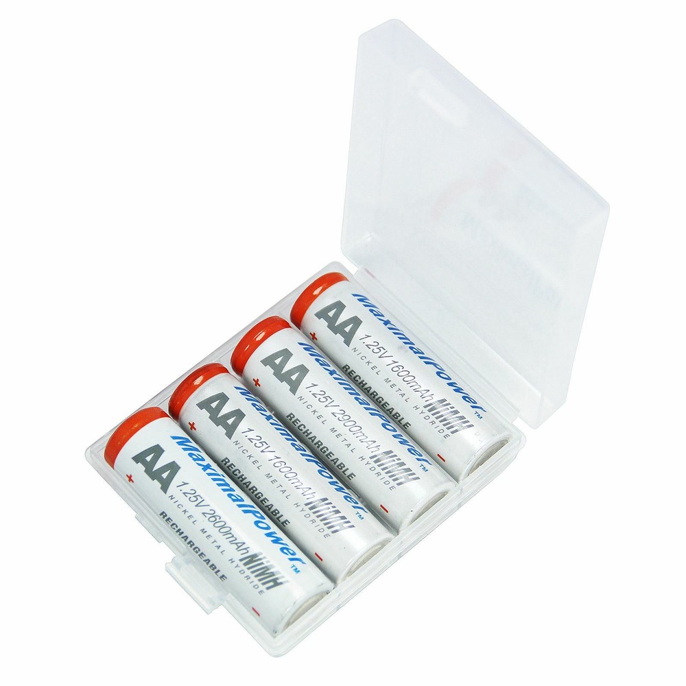 MaximalPower 4PC AA/AAA Batteries with Clear Battery Case + Battery Tester