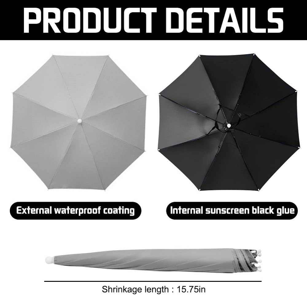 2-Pack Umbrella Hat Folding Adjustable Hands-Free Sun Rain Waterproof Cap