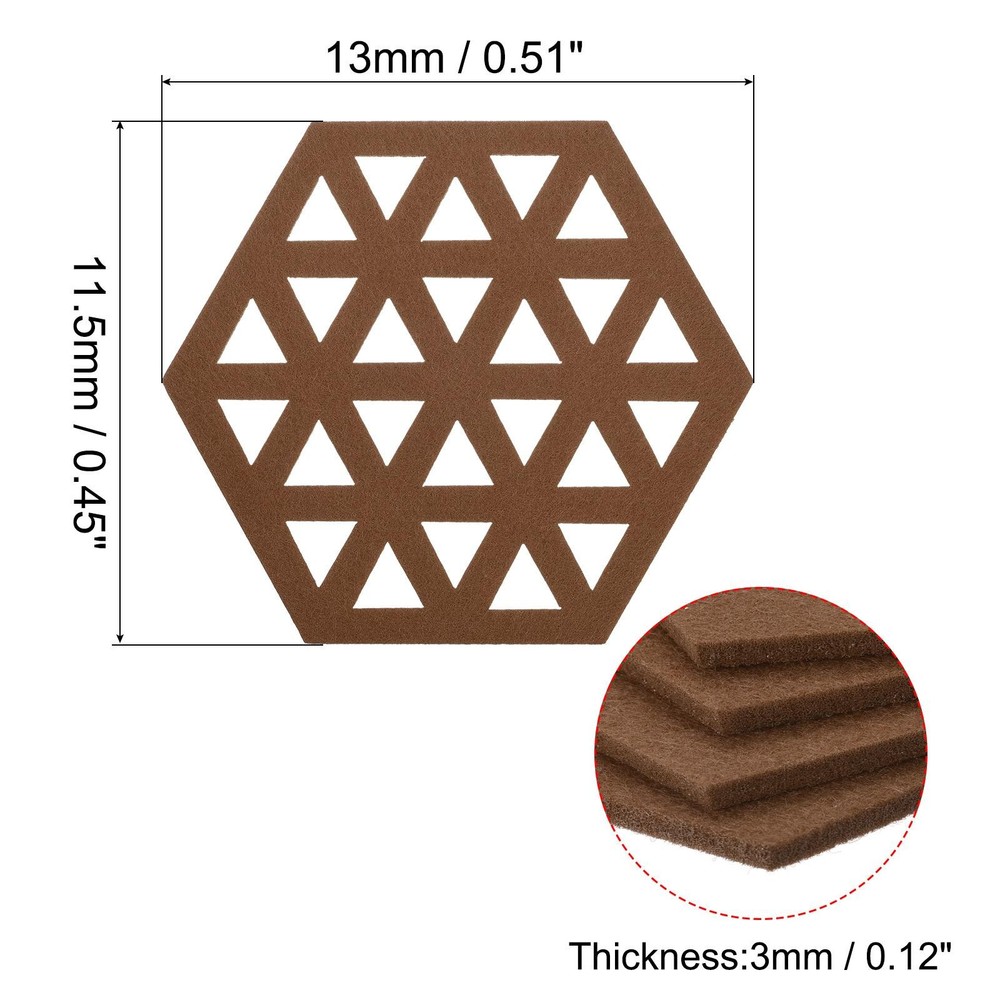 Felt Coasters 4pcs Hexagonal Tampons Coasters Brown