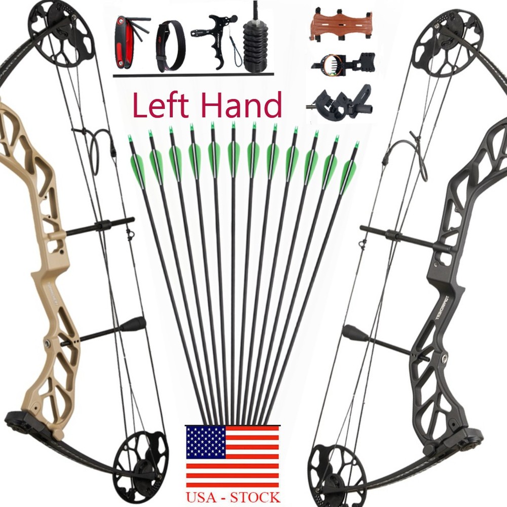19-70LBS Archery Left Hand Compound Bow Kit Adjustable 320FPS Hunt Shoot Target