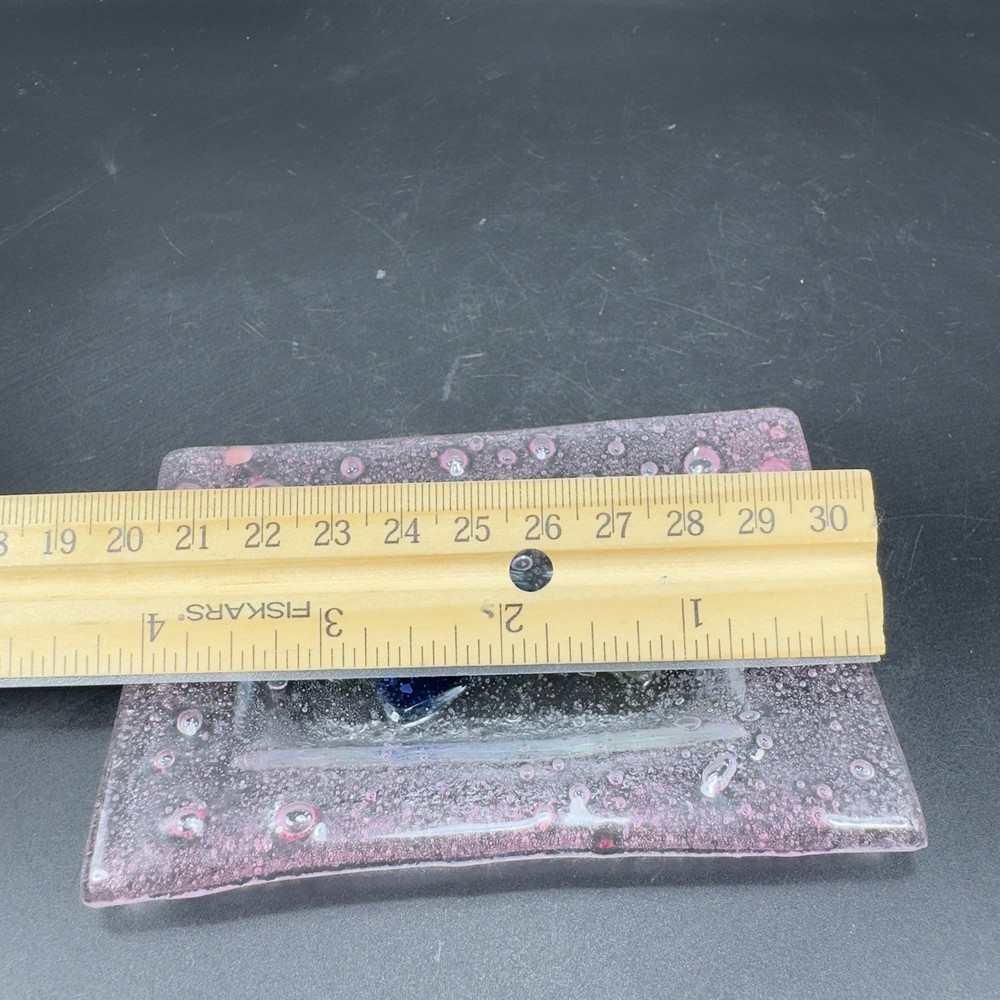 Vintage Hand Made Rectangular Trinket Dish Holder Container Plate Pink Bubbles