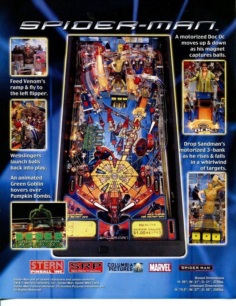 Spiderman Stern Pinball Flyer Mint / Brochure / Ad