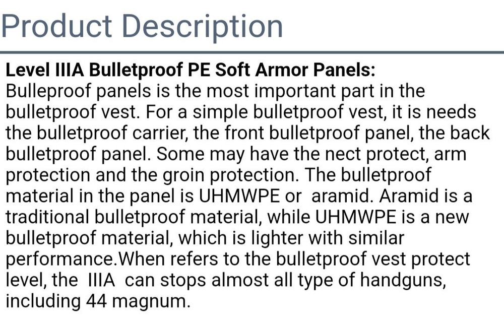 1 BULLETPROOF BACK PACK INSERTS OR VEST INSERT llla