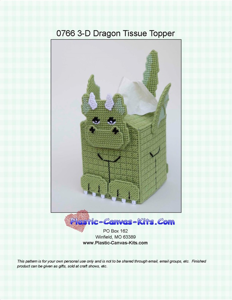 Dragon  3-D Tissue Topper-Plastic Canvas Pattern or Kit