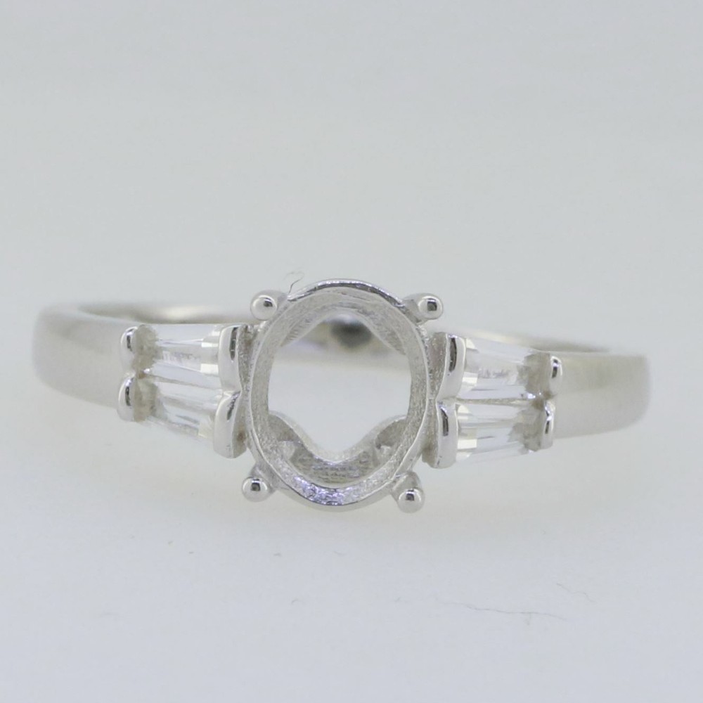 Stering Silver Semi Mount Ring Setting Oval OV 8X6mm without Accent