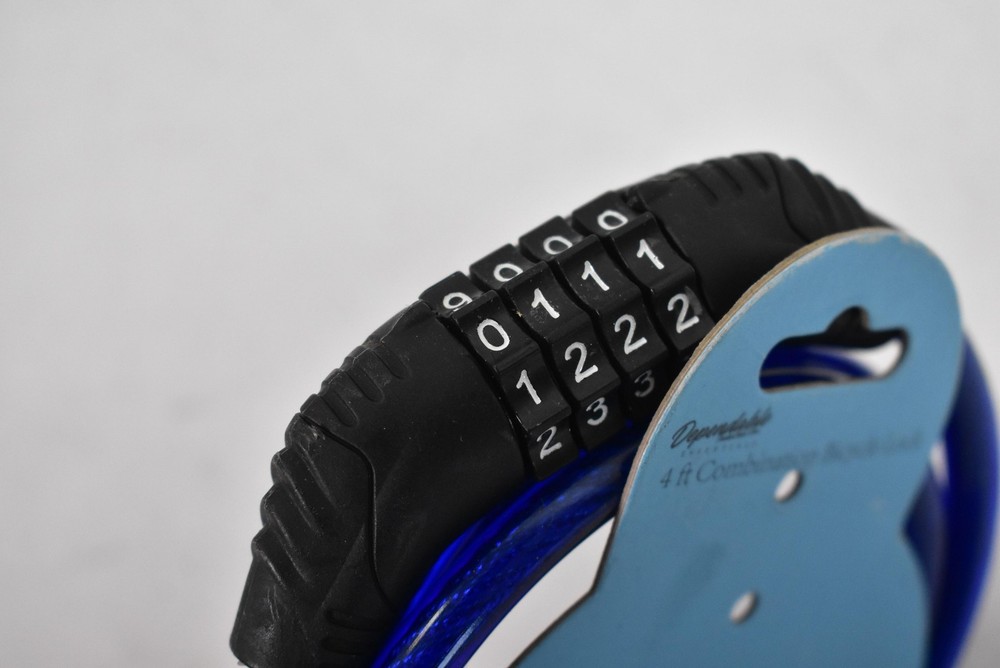 Dependable Essentials 4 Ft Combination Bike Cable Lock Medium Blue Portable