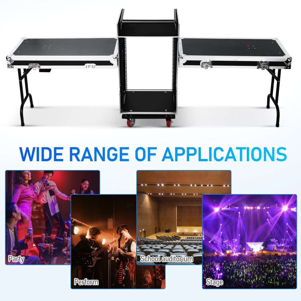 16U DJ Road Case Flight Case Tilted Mixer Stand & Work Table,Studio Rack Cabinet